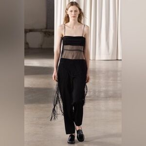 Zara tassel top never worn. Chic with high waisted pants